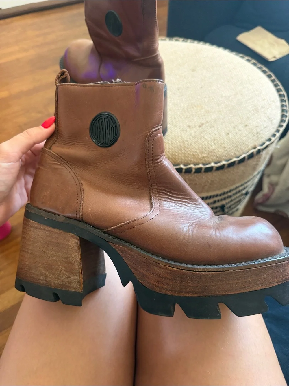 Platform Leather Ankle Boots in Brown — Destroy